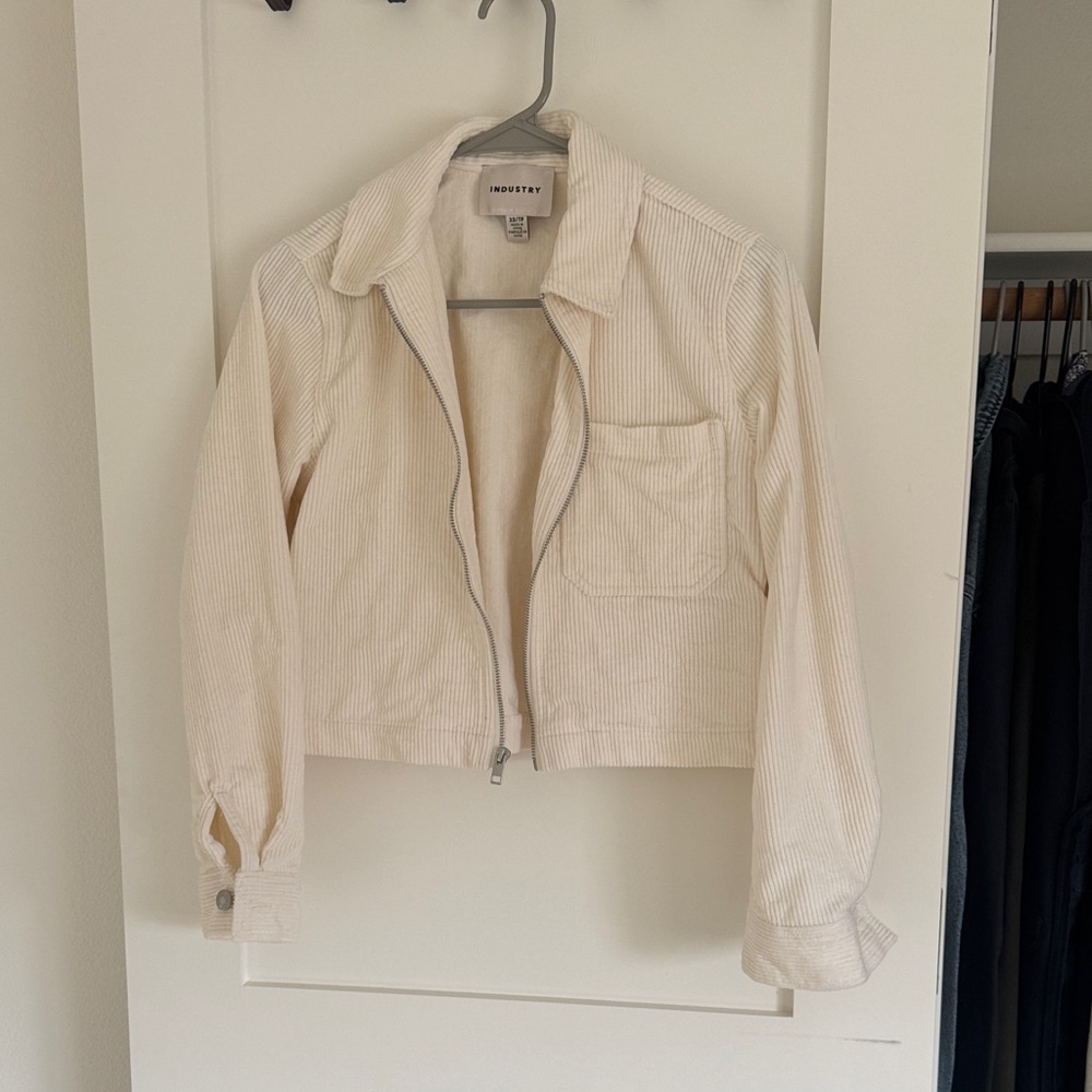 Ivory Corduroy Zip Jacket